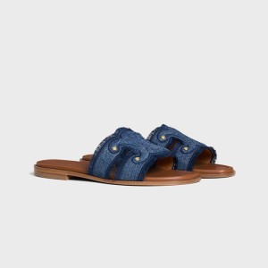 CELINE MARINA FRINGED MULE IN DENIM