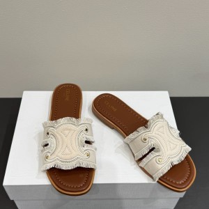 CELINE MARINA FRINGED MULE IN DENIM